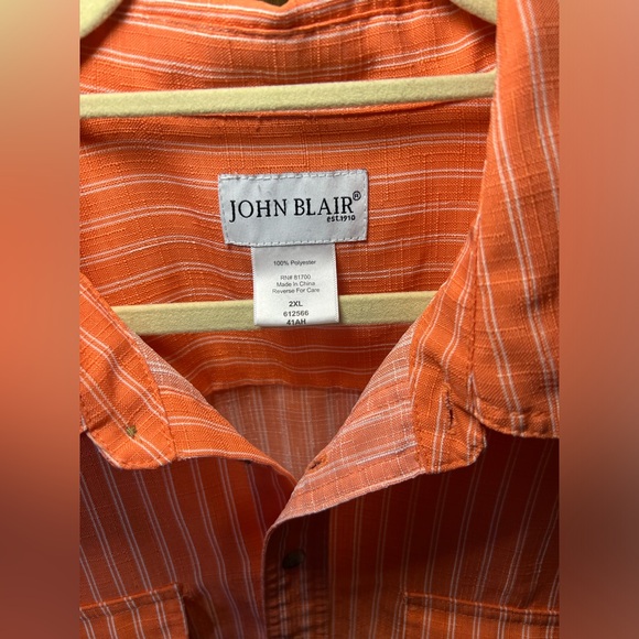 Mens 2XL John Blair,Short-Sleeve Linen-Look Pilot Button Down Shirt - Picture 2 of 5